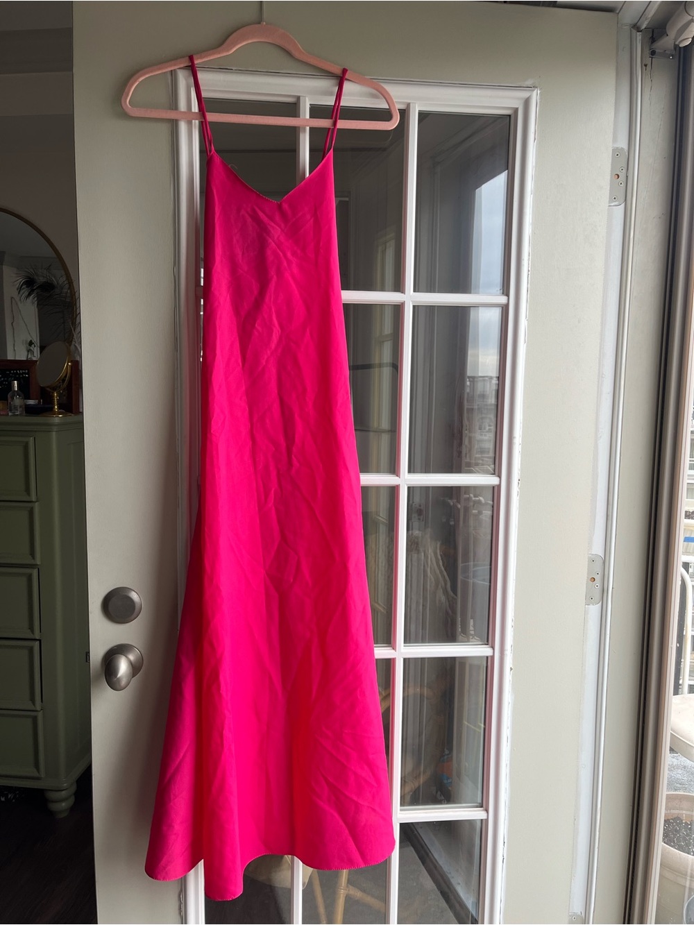 Hot Pink Slip Dress with Spaghetti Straps